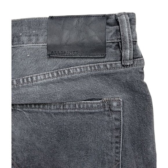 AllSaints Bannock Cigarette Black Denim Distressed Button Fly Jeans Men's W36 - Picture 6 of 10